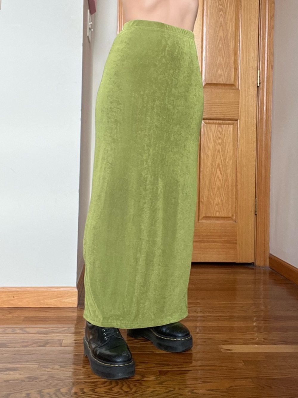 Olive Green Maxi / Midi Skirt